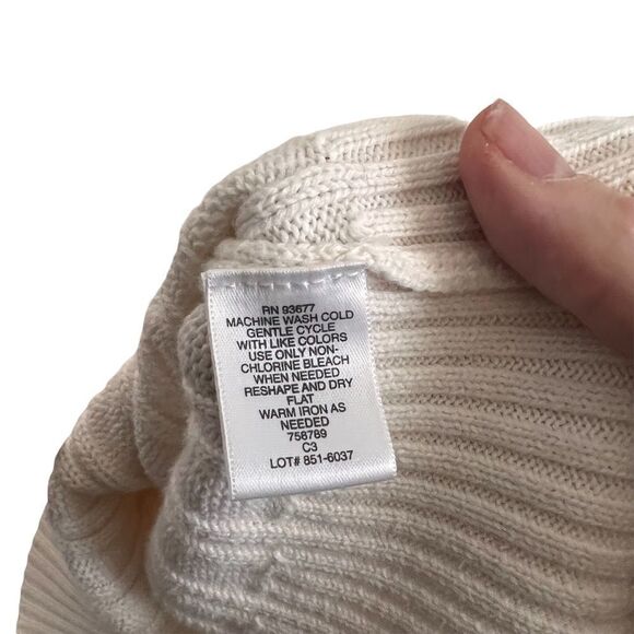 Liz Claiborne Cream Cable Knit Sweater Size Large 100% Cotton - Picture 7 of 8